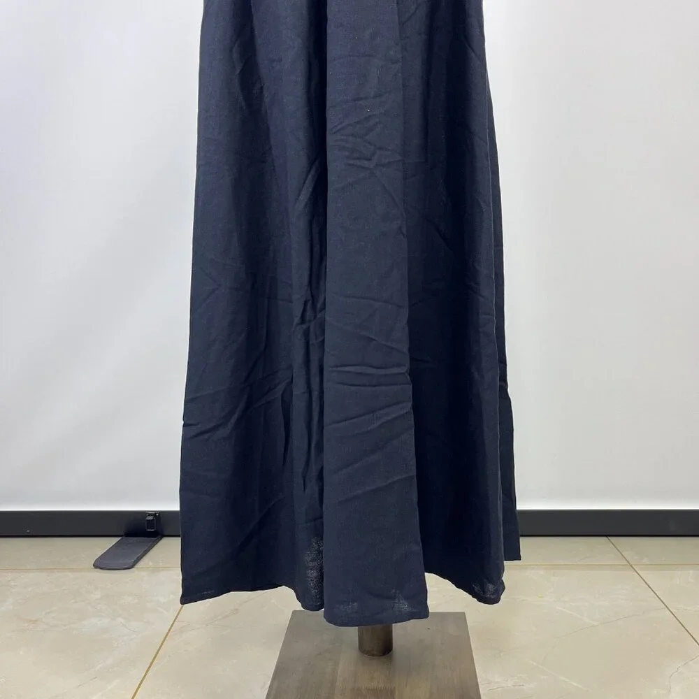 NWOT Farm Rio Linen Blend Black Sleeveless Maxi Dress Size L - Picture 4 of 12